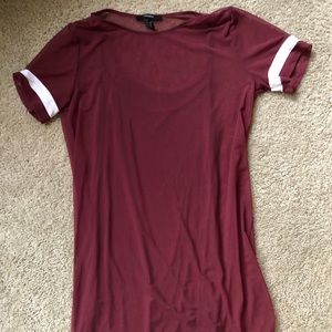 Burgundy mesh mini dress